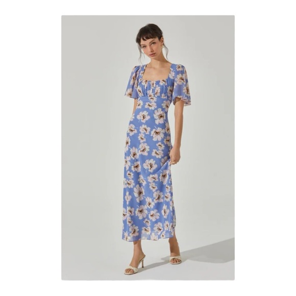 ASTR the Label Floral Flutter Sleeve Dress in Blue Pink Floral NWOT - Picture 1 of 8